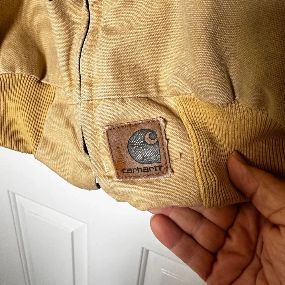 Vintage Carhartt J14WET Santa Fe Jacket XL Wheat Duck Canvas Quilt Lined Workwea